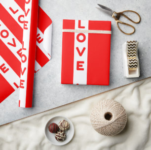 Papel De Presente Amor de linhas brancas vermelhas