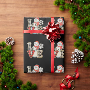 Papel De Presente Amor de Natal Bonito Boneco de Neve Xadrez de Búfa