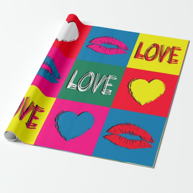 Papel De Presente amor de pop art (Desenrolado)