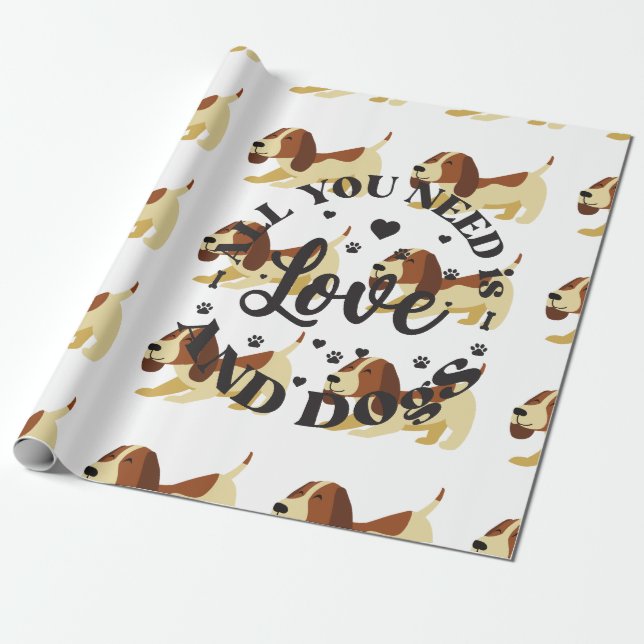 Papel De Presente "Amor e Cachorros" (Desenrolado)