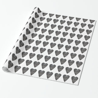 Papel De Presente Amor e Coração em Padrão de Quadro Negro a Giz