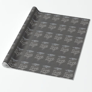 Papel De Presente Amor e Coração em Quadro Negro a Giz