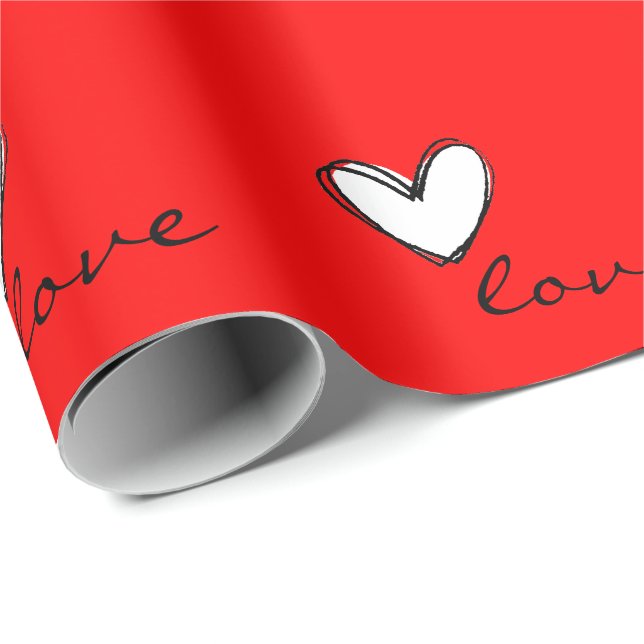 Papel De Presente Amor e corações vermelhos (Ponta do rolo)