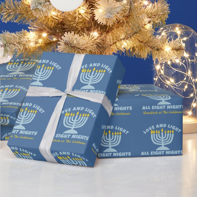 Papel De Presente "Amor e Luz" Judeu Oito Noites em Hanukkah (Feriados)