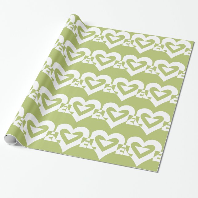 Papel De Presente Amor em Sage Green (Desenrolado)