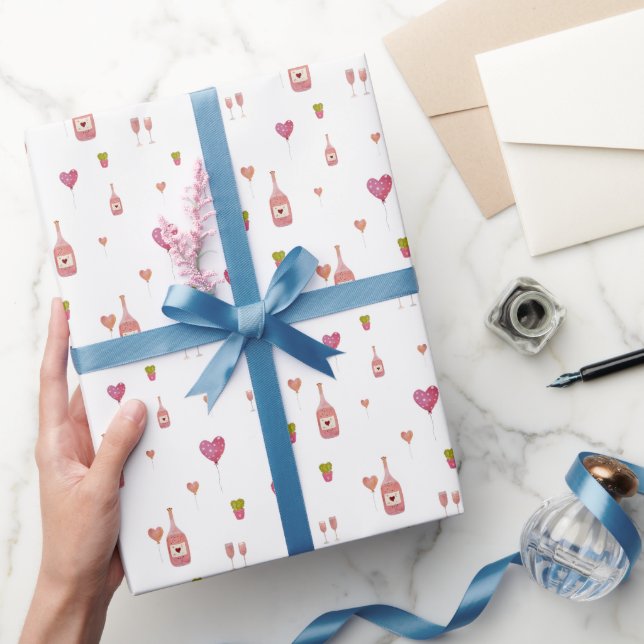 Papel De Presente Amor garrafa de vinho balões de cactus Namorados (Presentear)