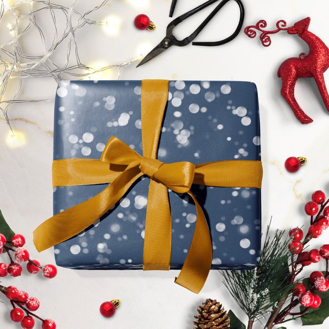 Papel De Presente Amor & Luz | Encantável Hanukkah em Azul Naval com (Criador carregado)