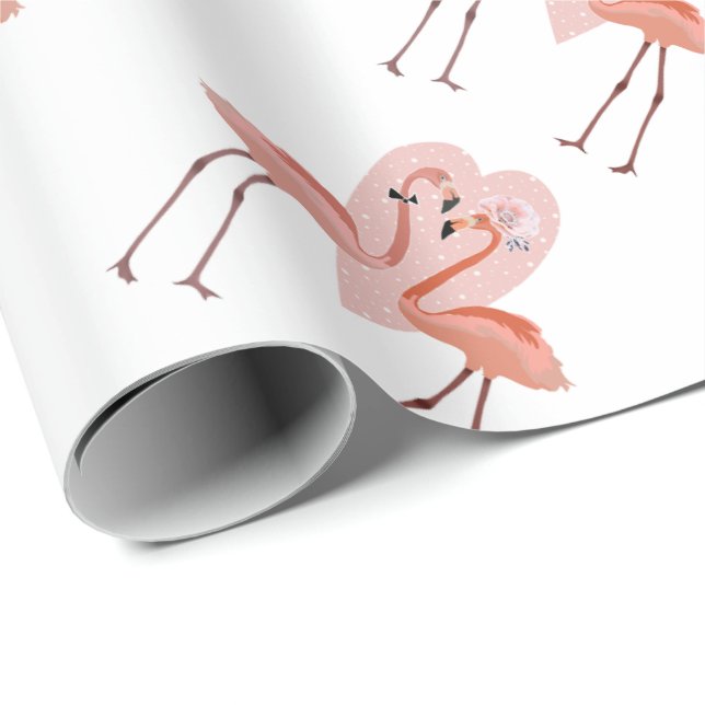 Papel De Presente Amor na moda de Flamingo rosa (Ponta do rolo)
