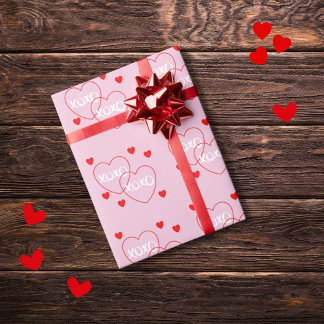 Papel De Presente Amor padrão cardíaco xoxo Wraping Paper