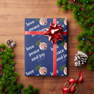 Papel De Presente Amor Paz Alegria Natal Família Foto Azul Marinho