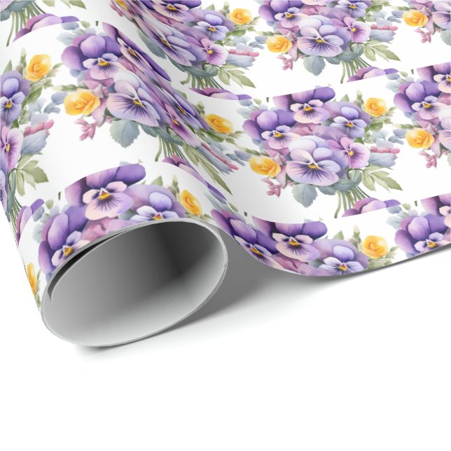 Papel De Presente Amor-Perfeito de Primavera (Ponta do rolo)
