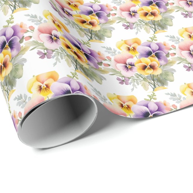 Papel De Presente Amor-Perfeito de Primavera (Ponta do rolo)