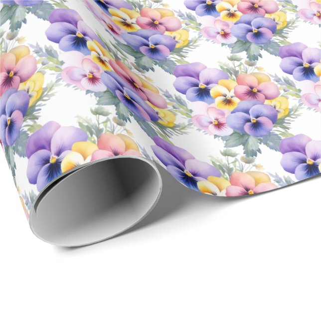 Papel De Presente Amor-Perfeito de Primavera (Ponta do rolo)