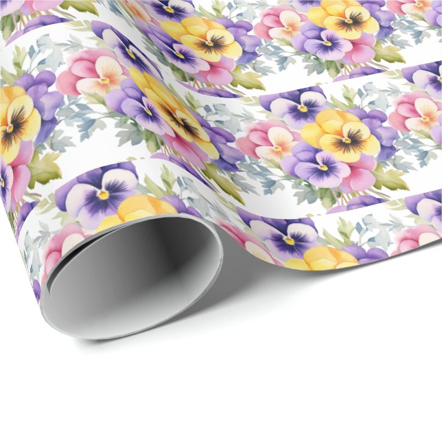 Papel De Presente Amor-Perfeito de Primavera (Ponta do rolo)