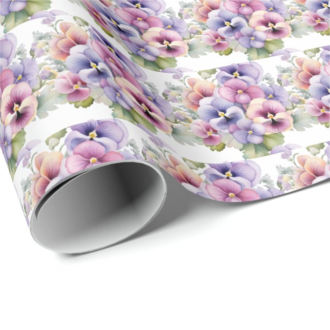 Papel De Presente Amor-Perfeito de Primavera (Ponta do rolo)
