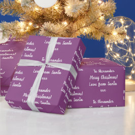 Papel De Presente Amor Personalizado De Natal De Papais noeis Roxo