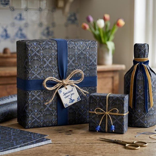 Papel De Presente Amsterdã Art Deco | Moinhos de vento (Styled Shot)