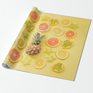Papel De Presente Ananás cercado por frutas de citrinos
