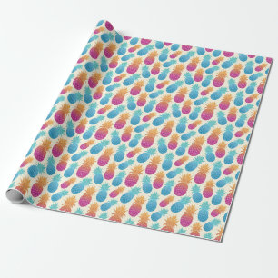Papel De Presente Ananás Coloridos Fundo Amarelo claro