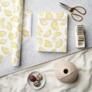 Papel De Presente Ananases Amarelos Tropicais de Aniversário