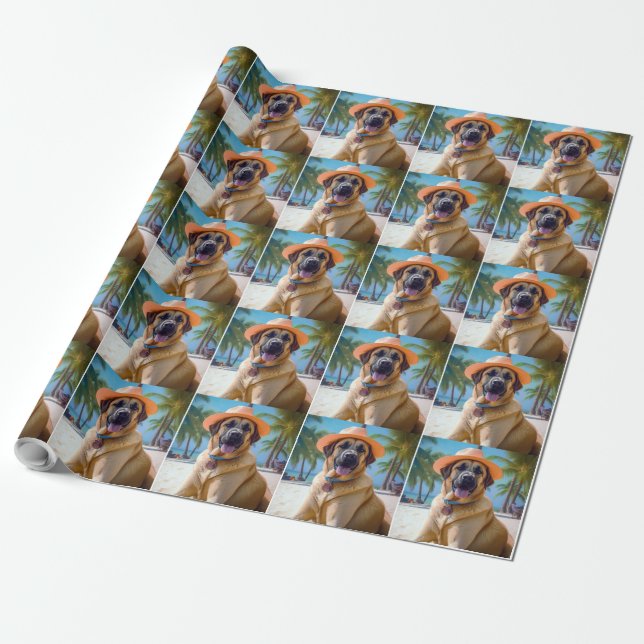 Papel De Presente Anatólia Shepherd on Beach, presente de verão para (Desenrolado)
