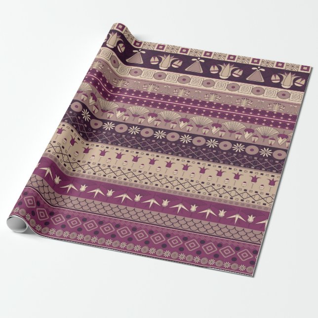 Papel De Presente Ancient Egyptian ornament Tribal seamless pattern. (Desenrolado)