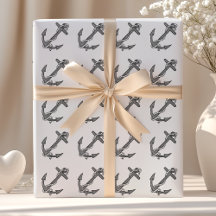 Âncora branca e preta do Vintage e corda