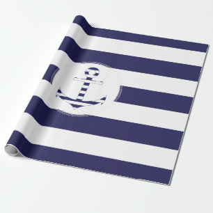 Papel De Presente Âncora náutica Stripy