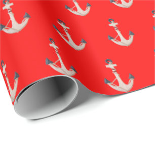 Papel De Presente âncoras náuticas no vermelho