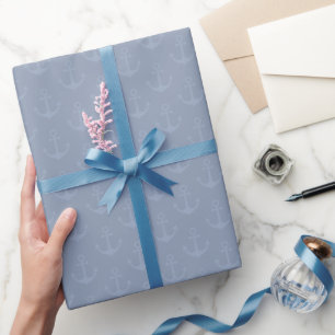 Papel De Presente Âncoras Tonais em Azul Cinza Claro