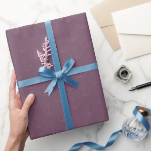 Papel De Presente Âncoras Tonais em Magenta Cinza Escuro