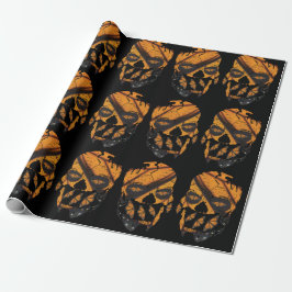 Papel De Presente Anéis de Borboleta Laranja Cascas Pretas