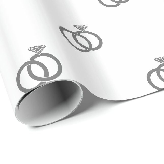 Papel De Presente Anéis de casamento cinzas em branco (Ponta do rolo)