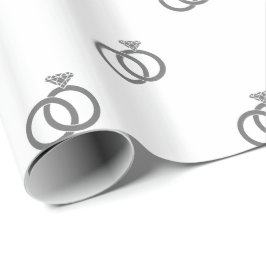 Papel De Presente Anéis de casamento cinzas personalizáveis em branc