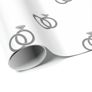 Papel De Presente Anéis de casamento cinzas personalizáveis em branc
