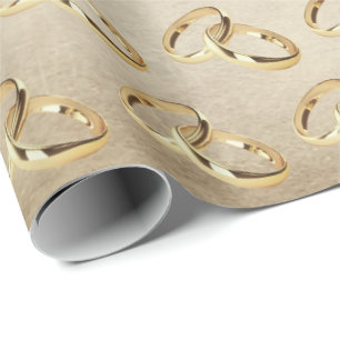 Papel De Presente Anéis de Casamento Dourado