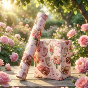 Papel De Presente Anéis de Diamante, Rosas e Caixas de Presentes Lux