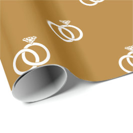 Papel De Presente Anéis de Noiva Brancos Personalizáveis em Ouro Fos