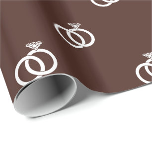 Papel De Presente Anéis de Noiva Brancos sobre Marrom