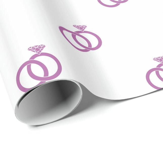 Papel De Presente Anéis de Noiva Orquídea Radiante em Branco (Ponta do rolo)