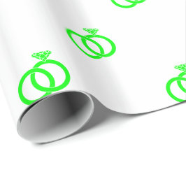 Papel De Presente Anéis de Noiva Verde Lima Personalizáveis em Branc