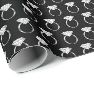 Papel De Presente Anéis Noivados Diamond Preto
