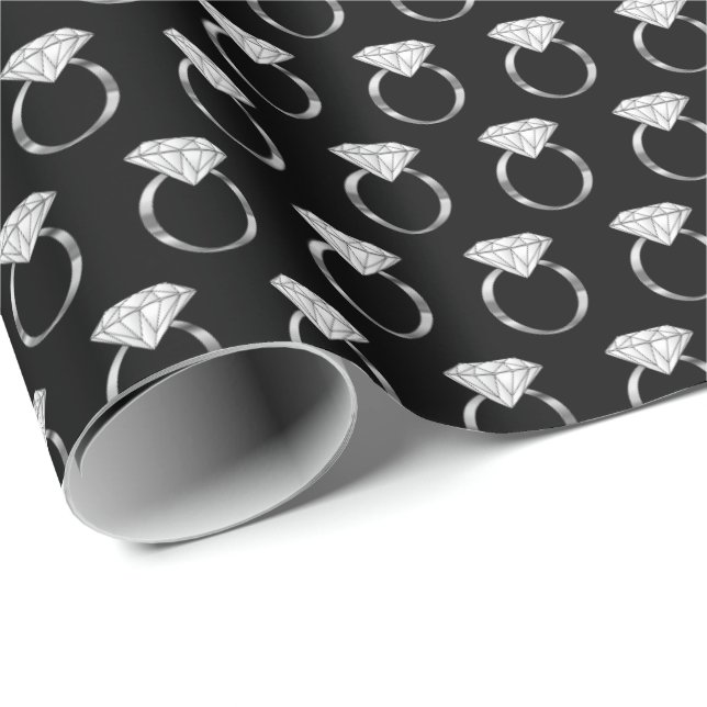 Papel De Presente Anéis Noivados Diamond Preto (Ponta do rolo)