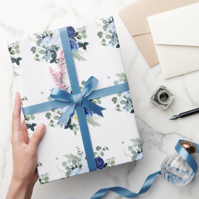 Papel De Presente Anemone Hydrangea Rosa White background (Presentear)