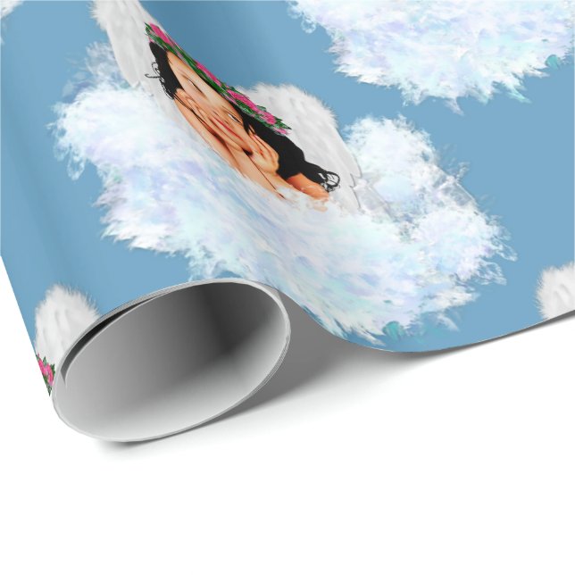 Papel De Presente Angel in the Clouds 3-Blue-GIFT WRAPPING PAPER (Ponta do rolo)