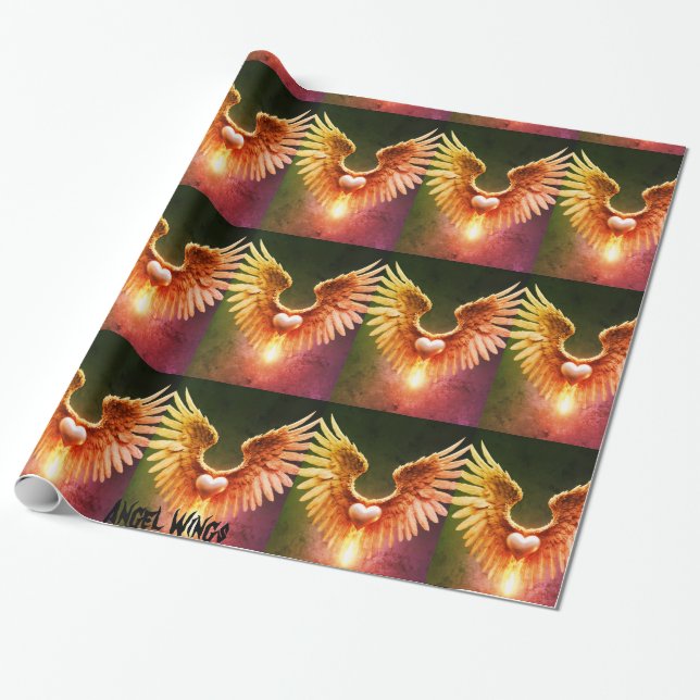 Papel De Presente Angel Wings Bright Colorful Wrappaper (Desenrolado)