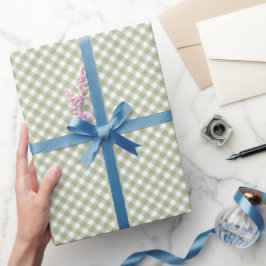 Papel De Presente Angled Sage Green e White Gingham