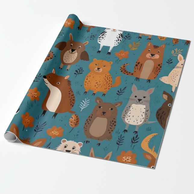 Papel De Presente Animais Adoráveis (Desenrolado)