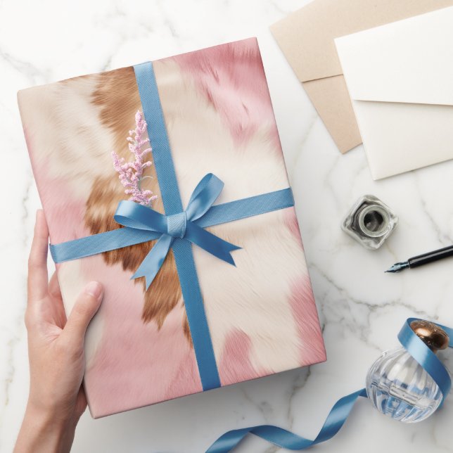 Papel De Presente Animais Brancos Rosa (Presentear)