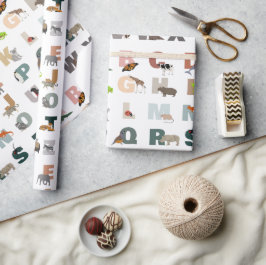 Papel De Presente Animais Cutados do Alfabeto ABC